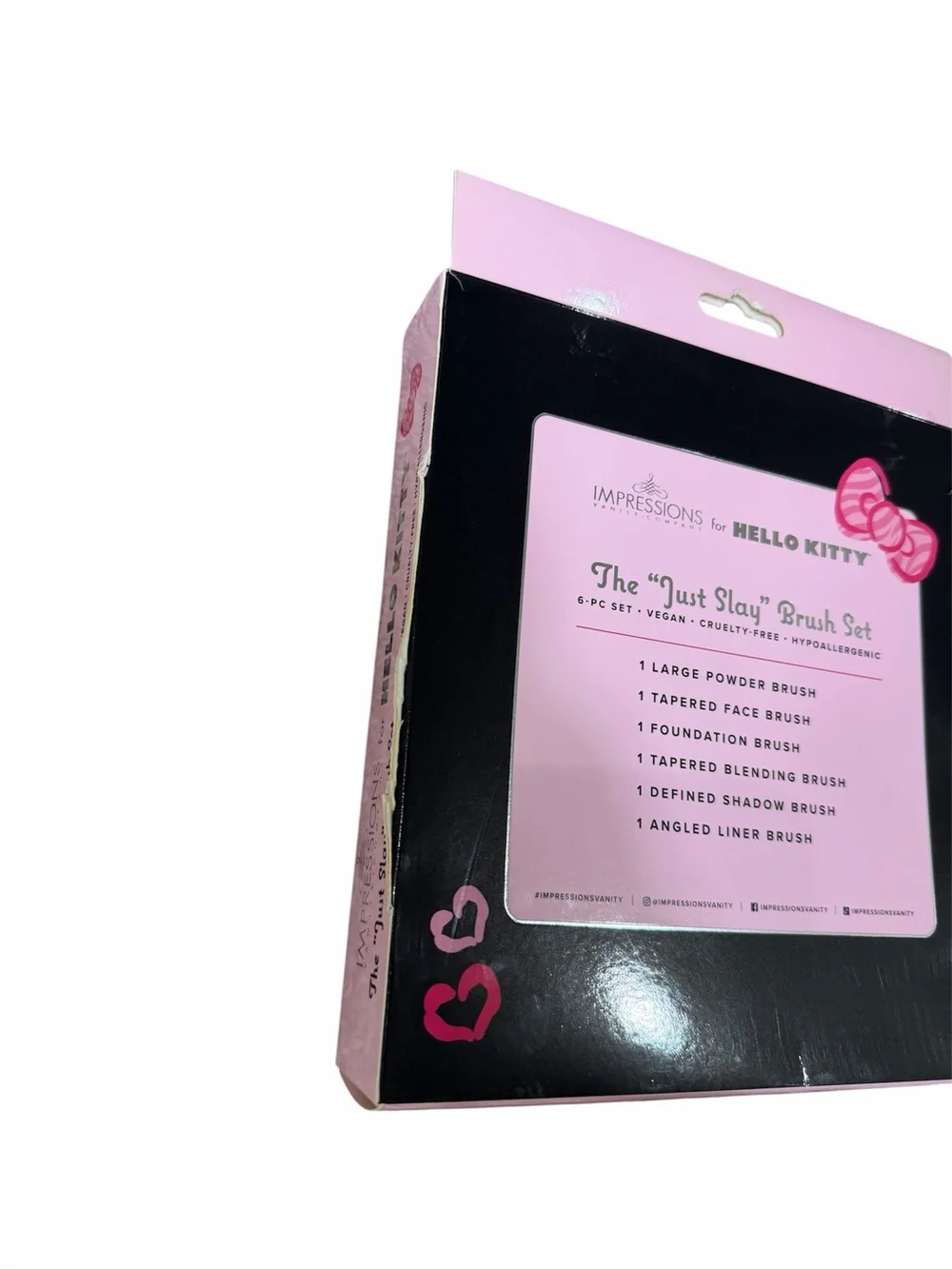 Hello Kitty Makeup Brush Set 6 Piece New Impressions Cosmetic Brush Kit NIB